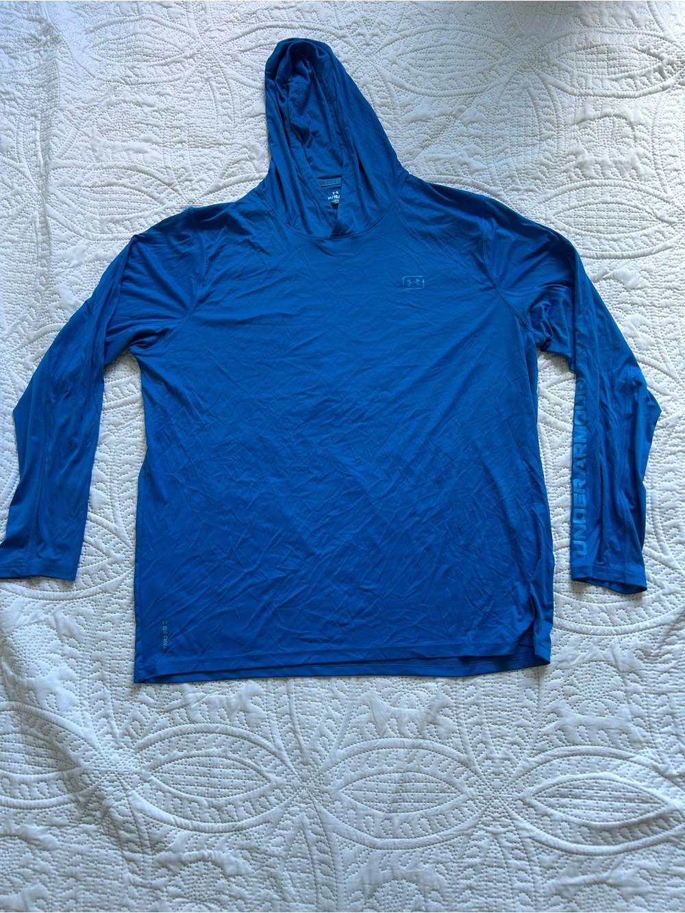 Under Armour ISO-Chill Blue Hooded Long Sleeve Shirt Athletic Performance Top